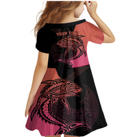 Personalised Polynesia Fishing Family Matching Mermaid Dress and Hawaiian Shirt With Maori Hei Matau Fish Hook Pink Art LT9 - Polynesian Pride