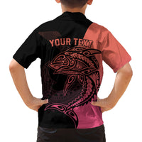 Personalised Polynesia Fishing Family Matching Tank Maxi Dress and Hawaiian Shirt With Maori Hei Matau Fish Hook Pink Art LT9 - Polynesian Pride