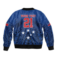 Custom Rugby Toa Samoa Sleeve Zip Bomber Jacket Samoa mo Samoa Strength in Tatau - Polynesian Pride