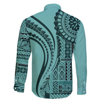 Samoa Siapo Arty Family Matching Tank Maxi Dress and Hawaiian Shirt Turquoise Style LT9 - Polynesian Pride