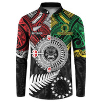 Aotearoa and Cook Islands Mo Te Tiriti Button Sweatshirt New Zealand Honour The Treaty Ake!Ake!Ake! LT9 Green - Polynesian Pride