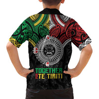 Aotearoa and Cook Islands Mo Te Tiriti Family Matching Long Sleeve Bodycon Dress and Hawaiian Shirt New Zealand Honour The Treaty Ake!Ake!Ake! LT9 - Polynesian Pride