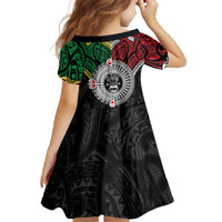 Aotearoa and Cook Islands Mo Te Tiriti Family Matching Off The Shoulder Long Sleeve Dress and Hawaiian Shirt New Zealand Honour The Treaty Ake!Ake!Ake! LT9 - Polynesian Pride