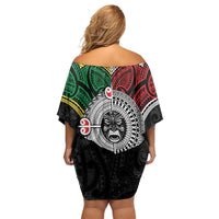 Aotearoa and Cook Islands Mo Te Tiriti Family Matching Off Shoulder Short Dress and Hawaiian Shirt New Zealand Honour The Treaty Ake!Ake!Ake! LT9 - Polynesian Pride