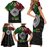 Aotearoa and Cook Islands Mo Te Tiriti Family Matching Short Sleeve Bodycon Dress and Hawaiian Shirt New Zealand Honour The Treaty Ake!Ake!Ake! LT9 - Polynesian Pride