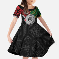 Aotearoa and Cook Islands Mo Te Tiriti Family Matching Summer Maxi Dress and Hawaiian Shirt New Zealand Honour The Treaty Ake!Ake!Ake! LT9 Daughter's Dress Green - Polynesian Pride