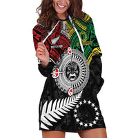 Aotearoa and Cook Islands Mo Te Tiriti Hoodie Dress New Zealand Honour The Treaty Ake!Ake!Ake! LT9 Green - Polynesian Pride