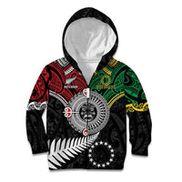 Aotearoa and Cook Islands Mo Te Tiriti Kid Hoodie New Zealand Honour The Treaty Ake!Ake!Ake! LT9 Zip Hoodie Green - Polynesian Pride