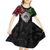 Aotearoa and Cook Islands Mo Te Tiriti Kid Short Sleeve Dress New Zealand Honour The Treaty Ake!Ake!Ake! LT9 - Polynesian Pride