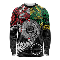 Aotearoa and Cook Islands Mo Te Tiriti Long Sleeve Shirt New Zealand Honour The Treaty Ake!Ake!Ake! LT9 Unisex Green - Polynesian Pride