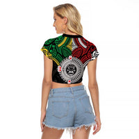 Aotearoa and Cook Islands Mo Te Tiriti Raglan Cropped T Shirt New Zealand Honour The Treaty Ake!Ake!Ake! LT9 - Polynesian Pride