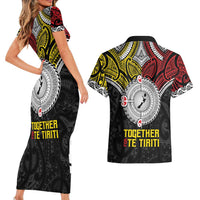 Aotearoa and Niue Mo Te Tiriti Couples Matching Short Sleeve Bodycon Dress and Hawaiian Shirt New Zealand Honour The Treaty Ake!Ake!Ake! LT9 - Polynesian Pride