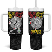 Aotearoa and Niue Mo Te Tiriti Tumbler With Handle New Zealand Honour The Treaty Ake!Ake!Ake! LT9 One Size: 40 oz Gold - Polynesian Pride