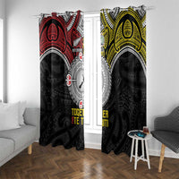 Aotearoa and Niue Mo Te Tiriti Window Curtain New Zealand Honour The Treaty Ake!Ake!Ake! LT9 With Grommets Gold - Polynesian Pride