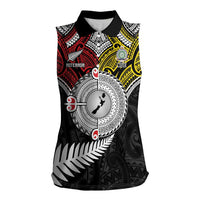 Aotearoa and Niue Mo Te Tiriti Women Sleeveless Polo Shirt New Zealand Honour The Treaty Ake!Ake!Ake! LT9 Female Gold - Polynesian Pride