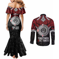 Aotearoa and Tonga Mo Te Tiriti Couples Matching Mermaid Dress and Long Sleeve Button Shirt New Zealand Honour The Treaty Ake!Ake!Ake! LT9 - Polynesian Pride