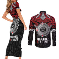 Aotearoa and Tonga Mo Te Tiriti Couples Matching Short Sleeve Bodycon Dress and Long Sleeve Button Shirt New Zealand Honour The Treaty Ake!Ake!Ake! LT9 - Polynesian Pride