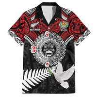 Aotearoa and Tonga Mo Te Tiriti Family Matching Off Shoulder Short Dress and Hawaiian Shirt New Zealand Honour The Treaty Ake!Ake!Ake! LT9 Dad's Shirt - Short Sleeve Red - Polynesian Pride