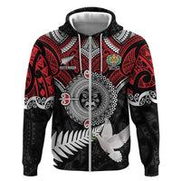 Aotearoa and Tonga Mo Te Tiriti Hoodie New Zealand Honour The Treaty Ake!Ake!Ake! LT9 Zip Hoodie Red - Polynesian Pride