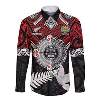 Aotearoa and Tonga Mo Te Tiriti Long Sleeve Button Shirt New Zealand Honour The Treaty Ake!Ake!Ake! LT9 Unisex Red - Polynesian Pride