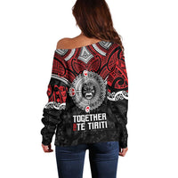 Aotearoa and Tonga Mo Te Tiriti Off Shoulder Sweater New Zealand Honour The Treaty Ake!Ake!Ake! LT9 - Polynesian Pride