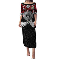 Aotearoa and Tonga Mo Te Tiriti Puletasi New Zealand Honour The Treaty Ake!Ake!Ake! LT9 Long Dress Red - Polynesian Pride