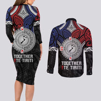 Aotearoa and Samoa Mo Te Tiriti Couples Matching Long Sleeve Bodycon Dress and Long Sleeve Button Shirt Tangata Moana Stand with Tangata Whenua LT9 - Polynesian Pride