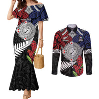 Aotearoa and Samoa Mo Te Tiriti Couples Matching Mermaid Dress and Long Sleeve Button Shirt Tangata Moana Stand with Tangata Whenua LT9 Blue - Polynesian Pride