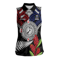 Aotearoa and Samoa Mo Te Tiriti Women Sleeveless Polo Shirt Tangata Moana Stand with Tangata Whenua LT9 Female Blue - Polynesian Pride