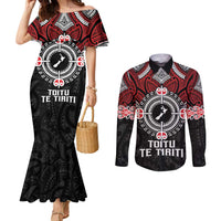 Aotearoa Proud To Be Maori Couples Matching Mermaid Dress and Long Sleeve Button Shirt New Zealand Fight Together LT9 Red - Polynesian Pride