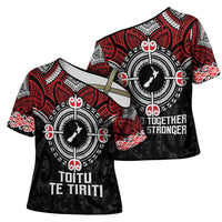 Aotearoa Proud To Be Maori Cross Shoulder Shirt New Zealand Fight Together LT9 - Polynesian Pride