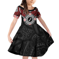 Aotearoa Proud To Be Maori Family Matching Off Shoulder Short Dress and Hawaiian Shirt New Zealand Fight Together LT9 Daughter's Dress Red - Polynesian Pride