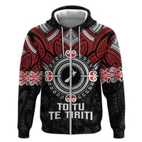 Aotearoa Proud To Be Maori Hoodie New Zealand Fight Together LT9 Zip Hoodie Red - Polynesian Pride