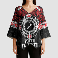 Aotearoa Proud To Be Maori Kimono Sleeve Blouse New Zealand Fight Together LT9 - Polynesian Pride