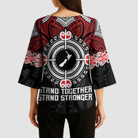 Aotearoa Proud To Be Maori Kimono Sleeve Blouse New Zealand Fight Together LT9 - Polynesian Pride