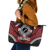 Aotearoa Proud To Be Maori Leather Tote Bag New Zealand Fight Together LT9 Red - Polynesian Pride