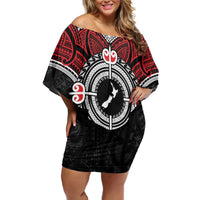 Aotearoa Proud To Be Maori Off Shoulder Short Dress New Zealand Fight Together LT9 Women Red - Polynesian Pride