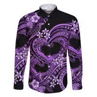 Polynesia Valentines Day Forever In My Heart Tattoo Family Matching Tank Maxi Dress and Hawaiian Shirt Purple Style LT9 Dad's Shirt - Long Sleeve Purple - Polynesian Pride
