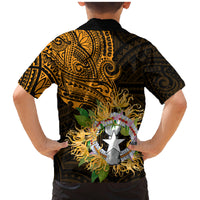 Northern Mariana Islands Ylang-ylang Mwarmwar Family Matching Mermaid Dress and Hawaiian Shirt Polynesian Gold Style LT9 - Polynesian Pride