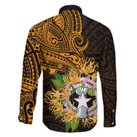 Northern Mariana Islands Ylang-ylang Mwarmwar Family Matching Off Shoulder Maxi Dress and Hawaiian Shirt Polynesian Gold Style LT9 - Polynesian Pride
