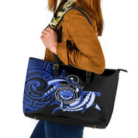 Personalised Chuuk FSM Culture Day Leather Tote Bag Hammerhead Shark Tattoo 2024 LT9 Blue - Polynesian Pride