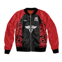 New Zealand Nurse RN 2026 Personalised Bomber Jacket Red Maori Pattern Cultural Pride
