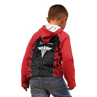 New Zealand Nurse RN 2026 Personalised Kid Hoodie Red Maori Pattern Cultural Pride