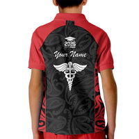 New Zealand Nurse RN 2026 Personalised Kid Polo Shirt Red Maori Pattern Cultural Pride