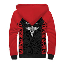 New Zealand Nurse RN 2026 Personalised Sherpa Hoodie Red Maori Pattern Cultural Pride