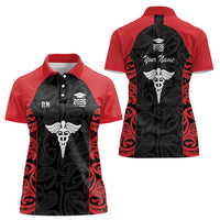 New Zealand Nurse RN 2026 Personalised Women Polo Shirt Red Maori Pattern Cultural Pride LT9 - Polynesian Pride