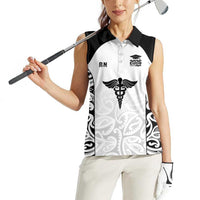 New Zealand Nurse RN 2026 Personalised Women Sleeveless Polo Shirt White Maori Pattern Cultural Pride LT9 - Polynesian Pride