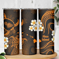 Hawaii Maui Islands Pacific Plumeria Skinny Tumbler Gold Polynesian Tattoo LT9 - Polynesian Pride