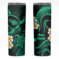 Hawaii Maui Islands Pacific Plumeria Skinny Tumbler Turquoise Polynesian Tattoo LT9 Turquoise - Polynesian Pride