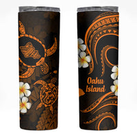 Hawaii Oahu Islands Pacific Plumeria Skinny Tumbler Gold Polynesian Tattoo LT9 Gold - Polynesian Pride